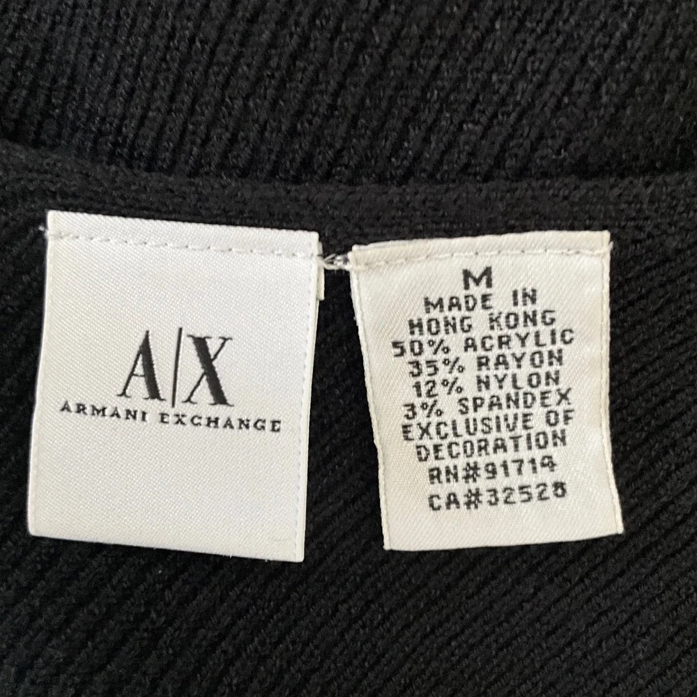 Armani Exchange Sequin Knit Tank Top Black Silver V Neck Party Cocktail Size‎ M
